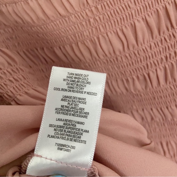 WAYF Blush Pink Puff Sleeve Smocked Peplum Cropped Blouse - Picture 6 of 7